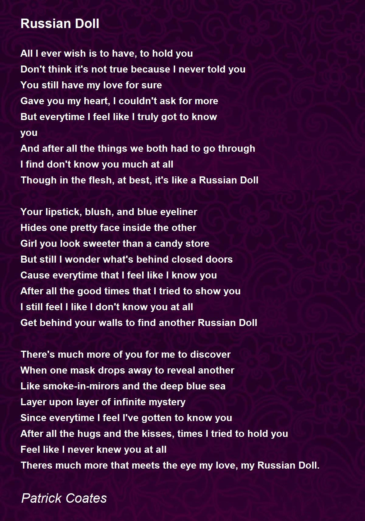 Russian Doll Russian Doll Poem by Patrick Coates