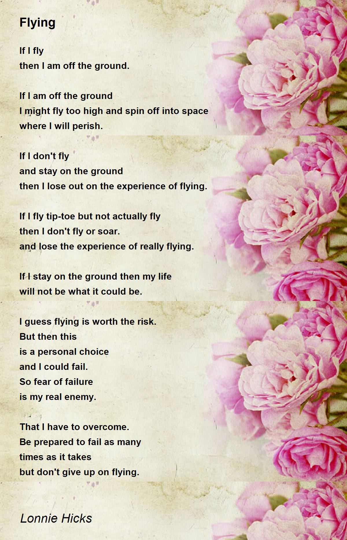 Flying Flying Poem by Lonnie Hicks