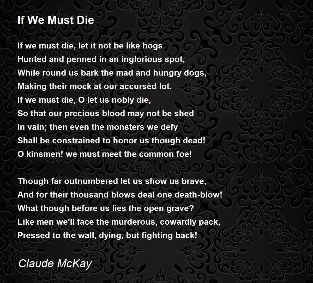 the poem if we must die