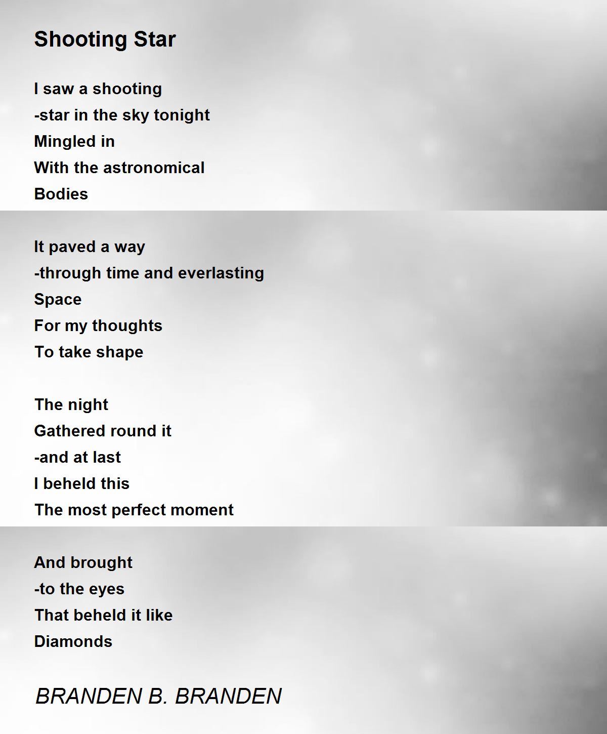 Shooting Star Shooting Star Poem by BRANDEN B. BRANDEN