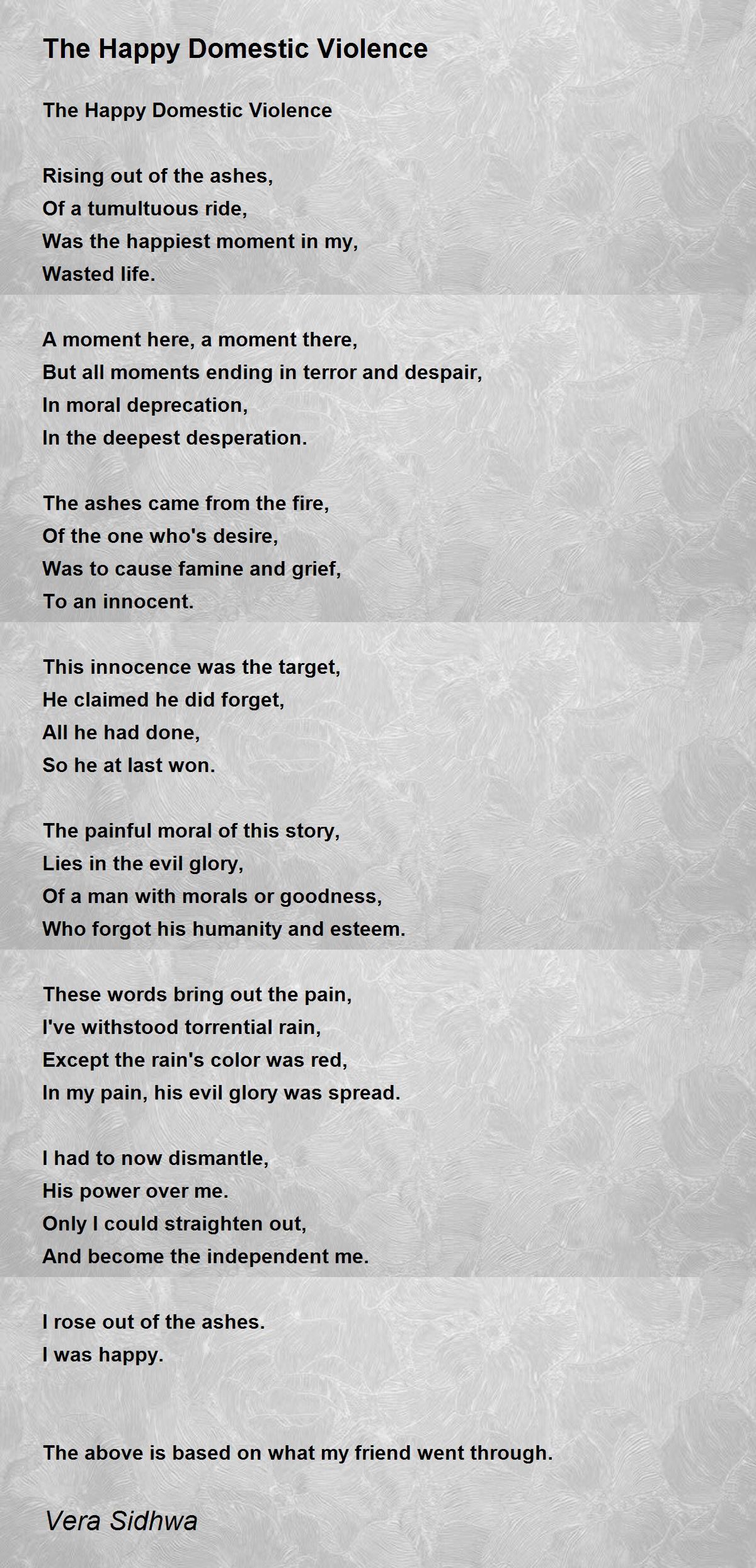 The Happy Domestic Violence The Happy Domestic Violence Poem by Vera