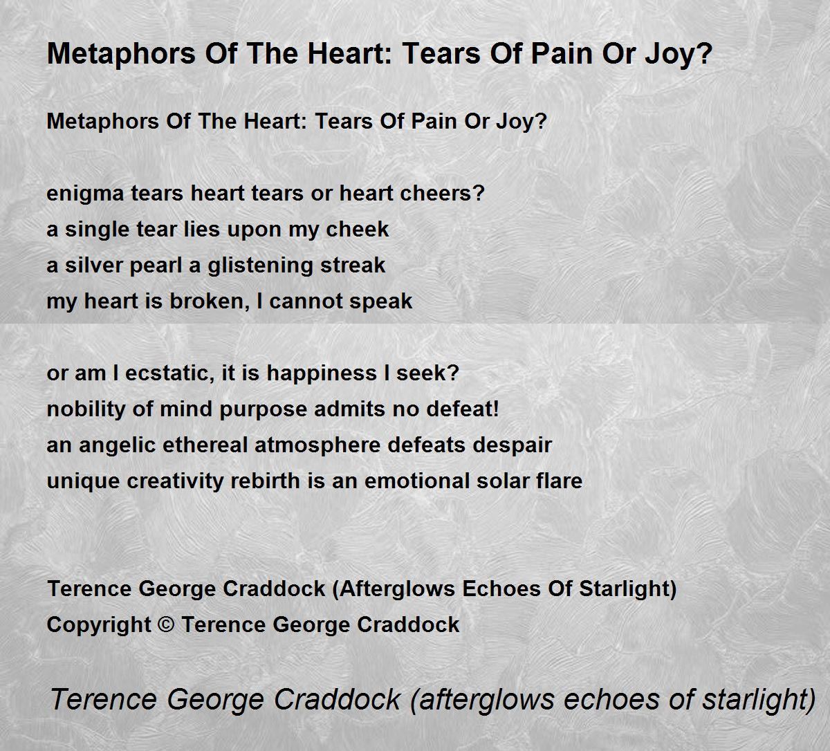 Metaphors Of The Heart Tears Of Pain Or Joy? Metaphors Of The Heart