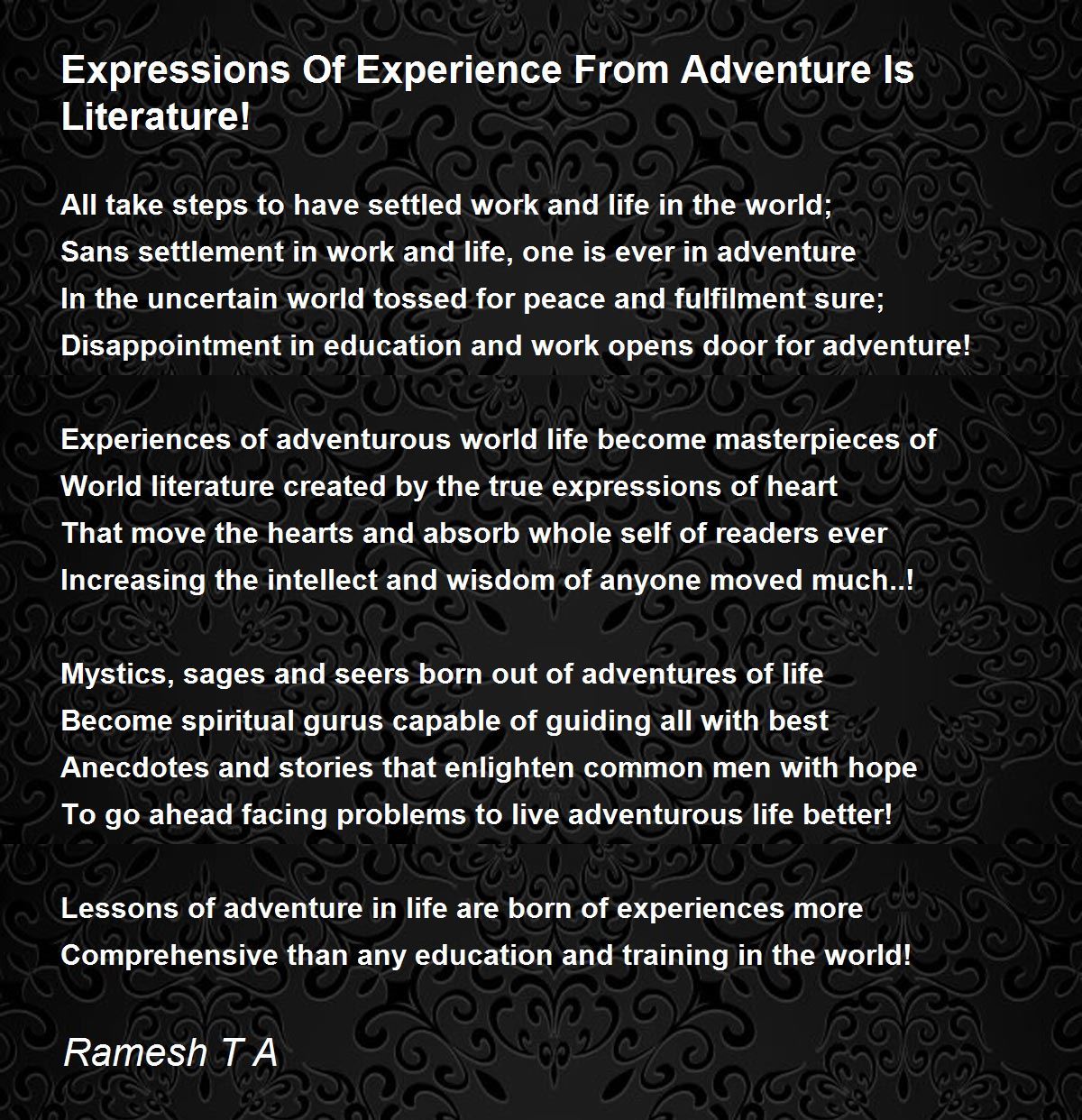 Expressions Of Experience From Adventure Is Literature! Expressions