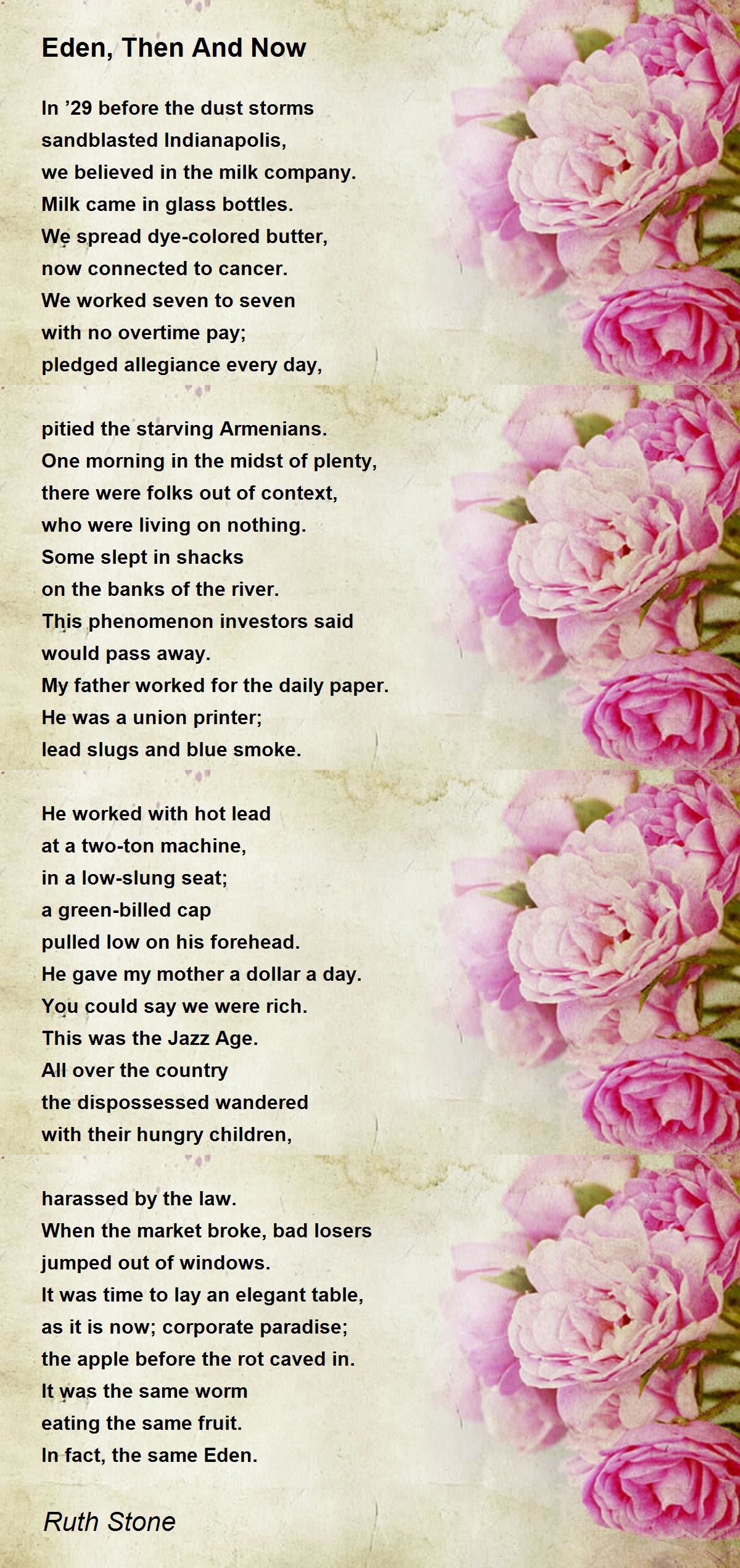 Eden, Then And Now - Eden, Then And Now Poem by Ruth Stone