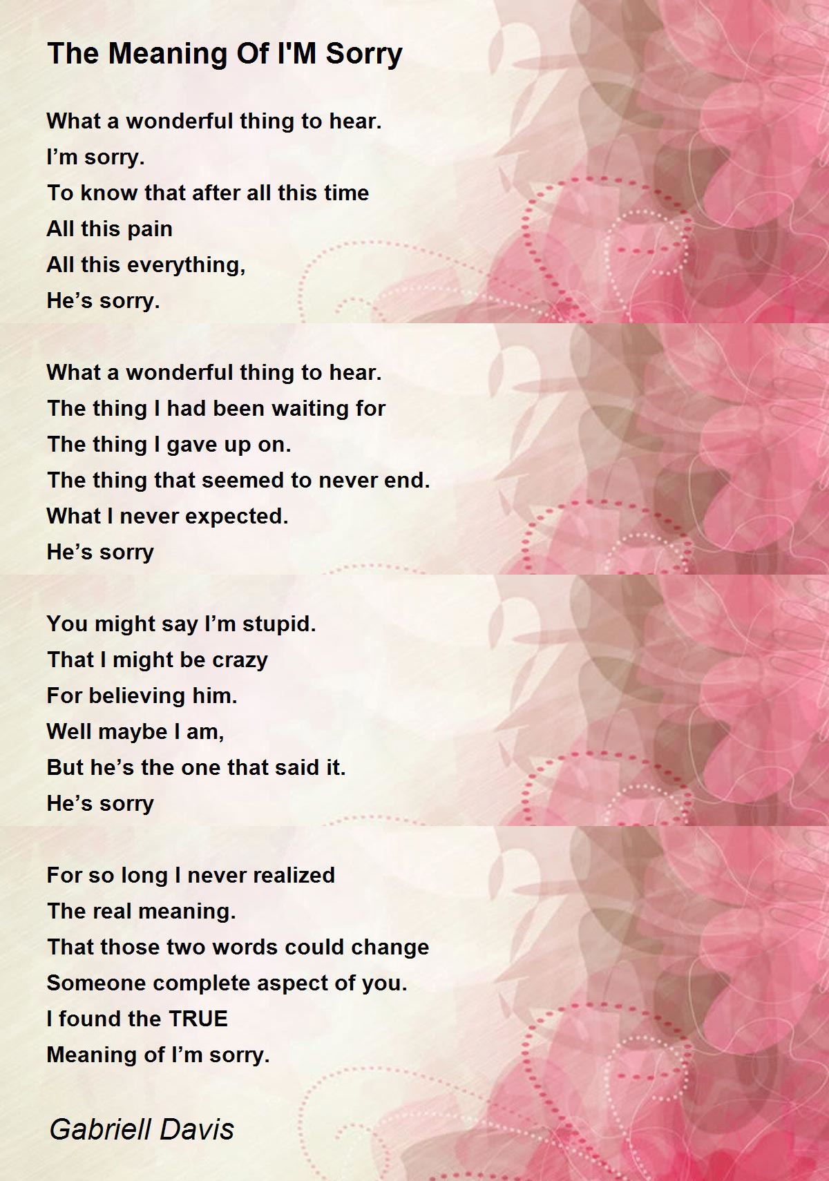 The Meaning Of I M Sorry By Gabriell Davis The Meaning Of I M Sorry Poem