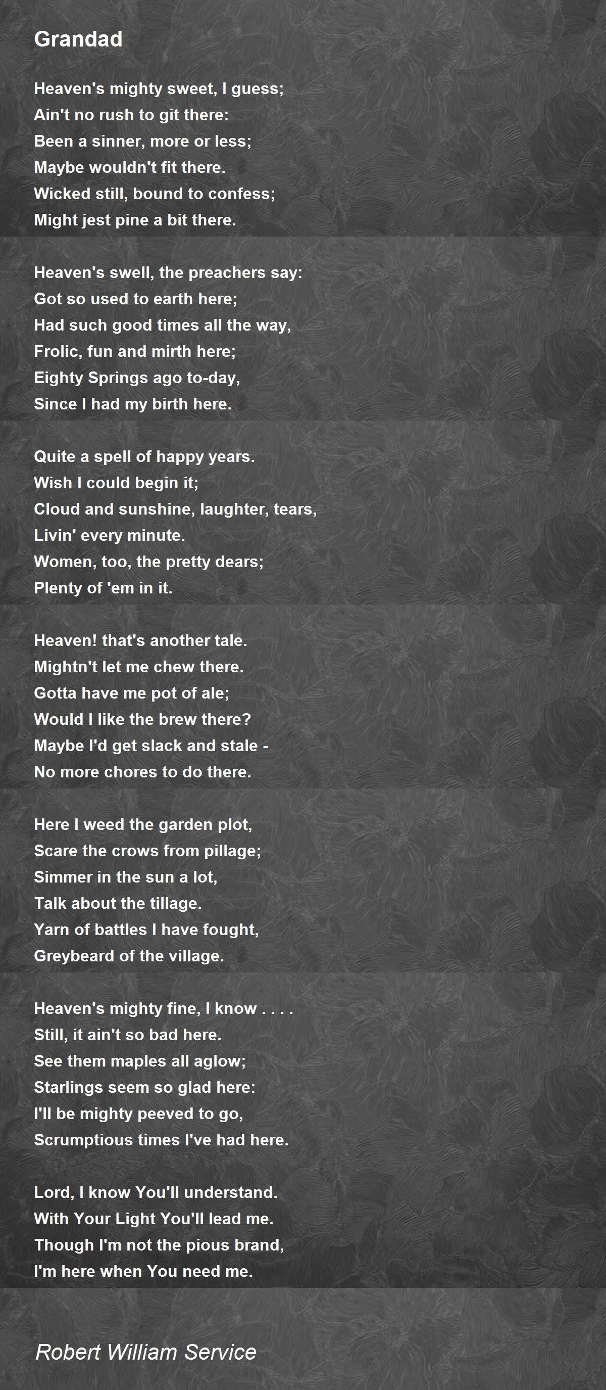 Grandad Poem by Robert William Service - Poem Hunter