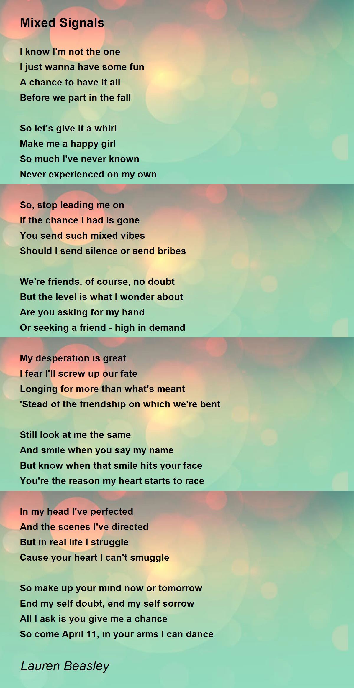 Mixed Signals Mixed Signals Poem By Lauren Beasley