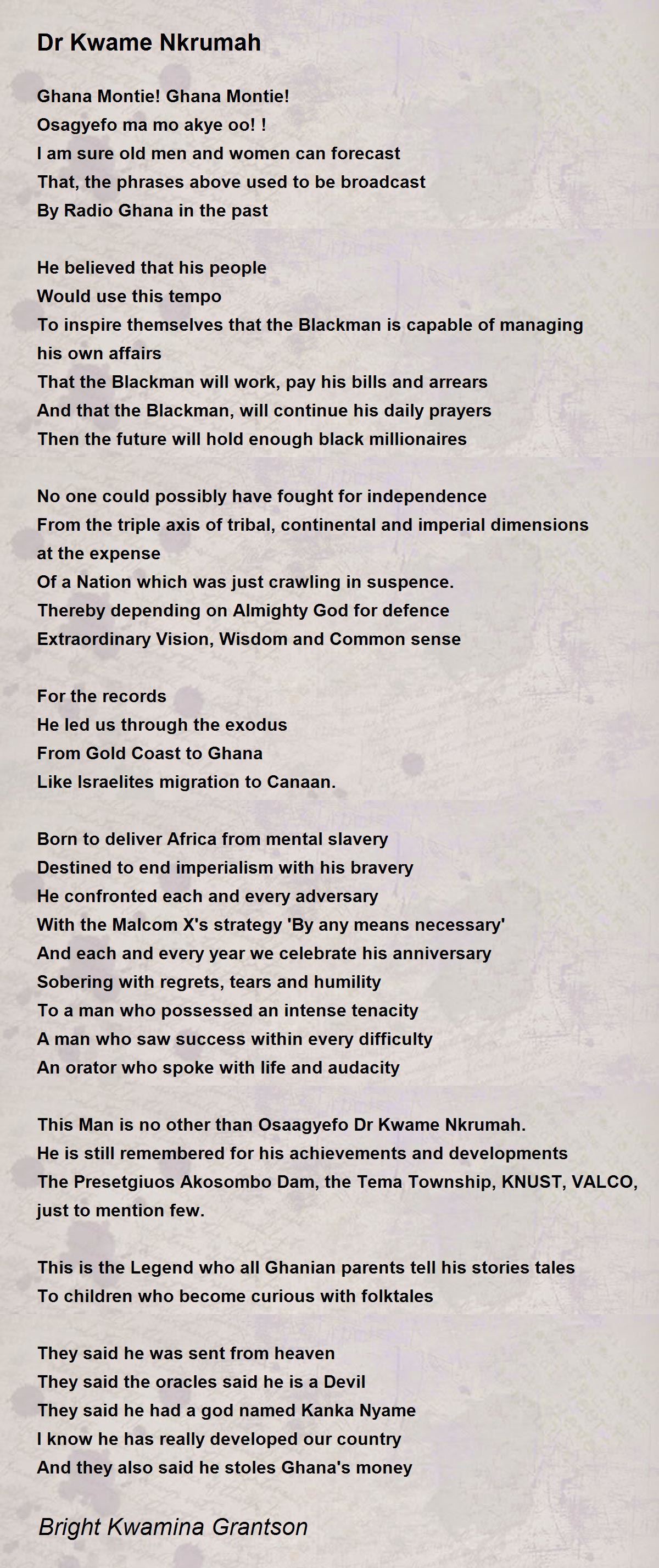 Dr Kwame Nkrumah Poem by Bright Kwamina Grantson - Poem Hunter