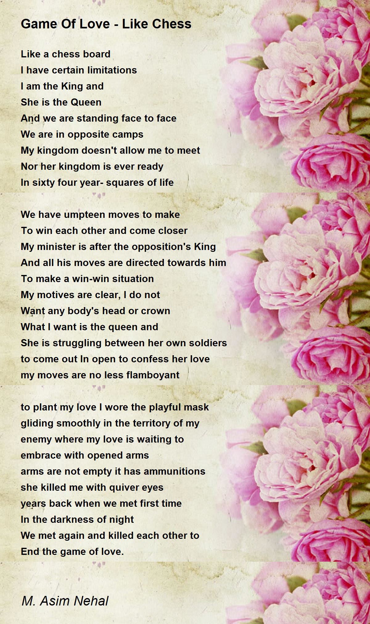 Game Of Love Like Chess Game Of Love Like Chess Poem by Dr. M