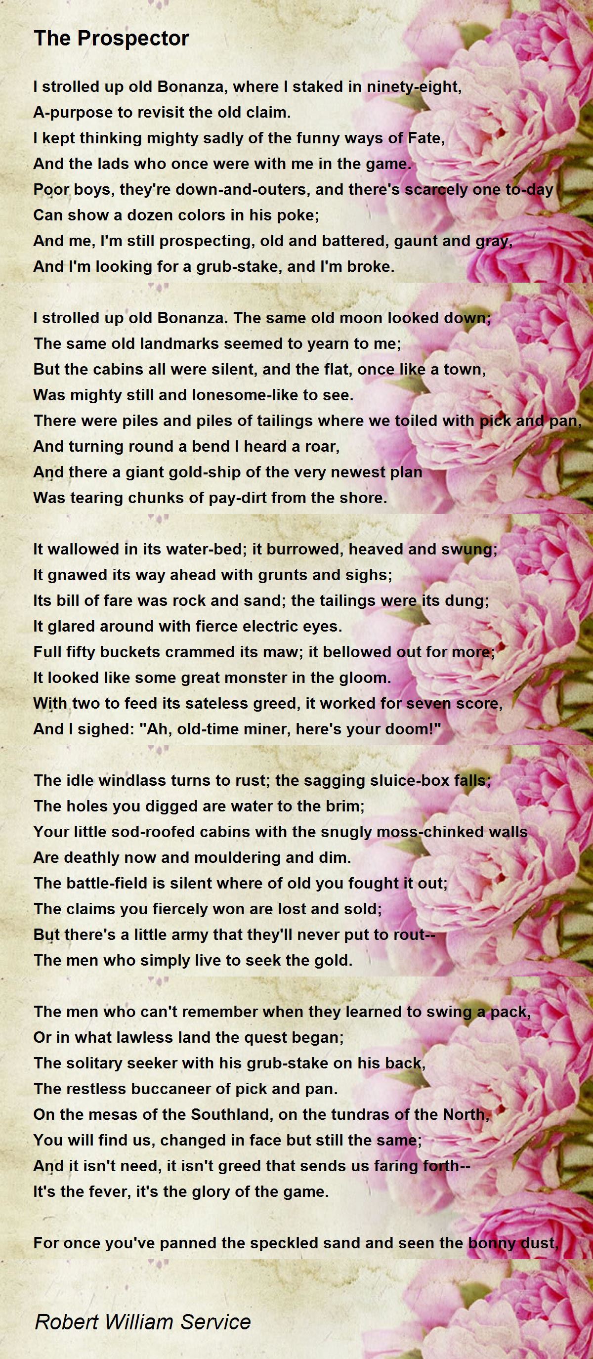 The Prospector The Prospector Poem By Robert William Service