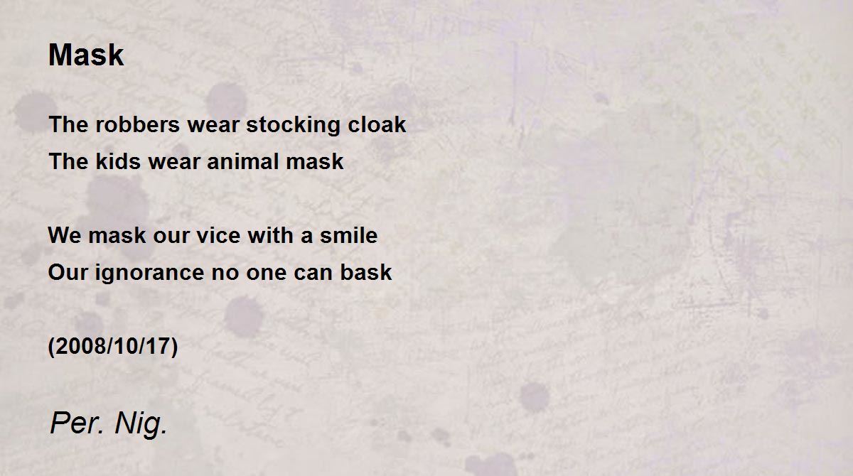 Mask Mask Poem by PERSIAN NIGHTINGALE
