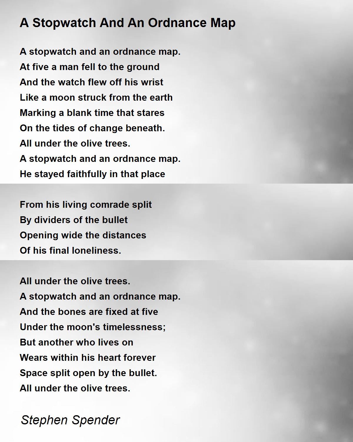 A Stopwatch And An Ordnance Map A Stopwatch And An Ordnance Map Poem