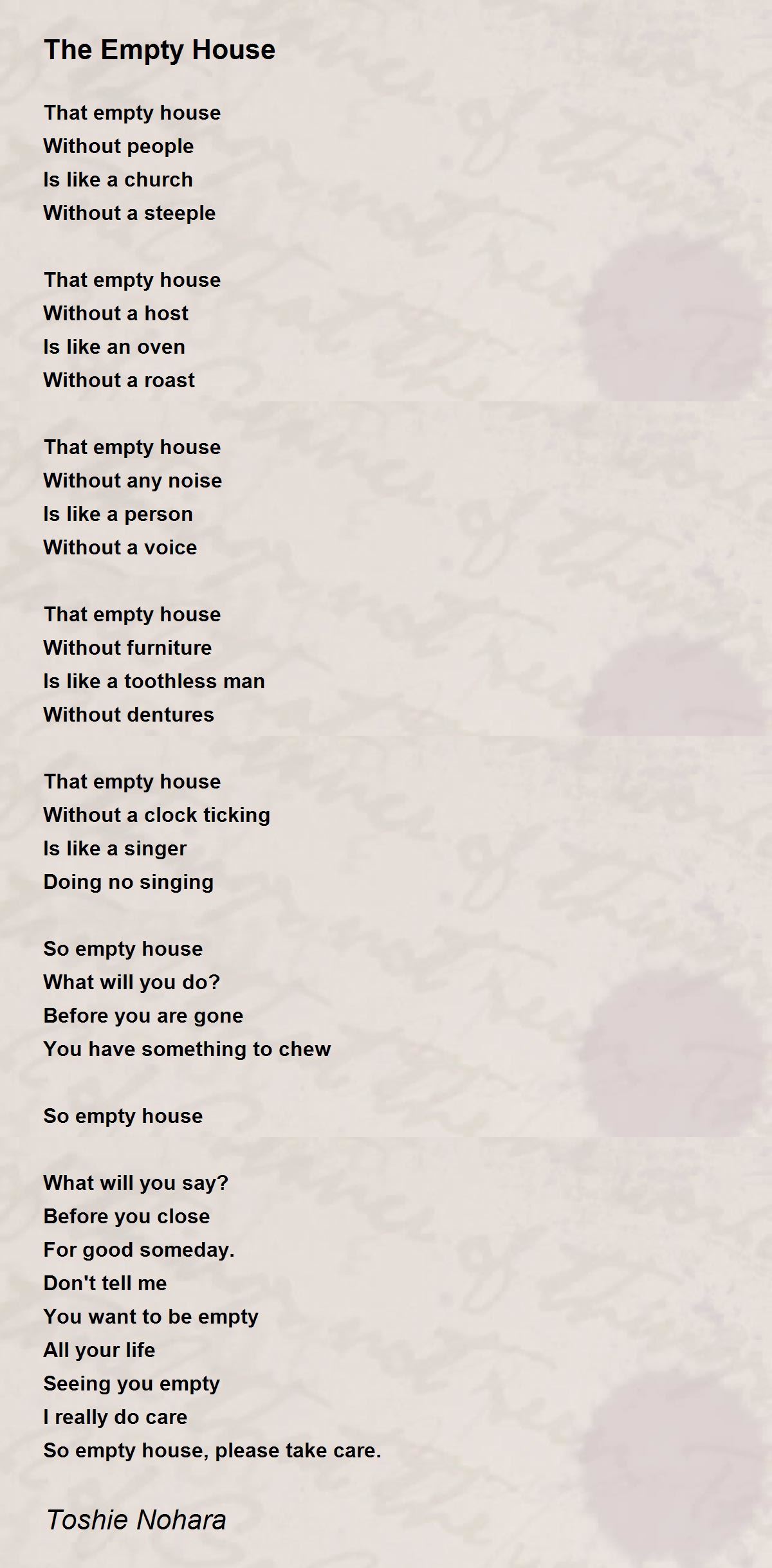The Empty House The Empty House Poem by Toshie Nohara