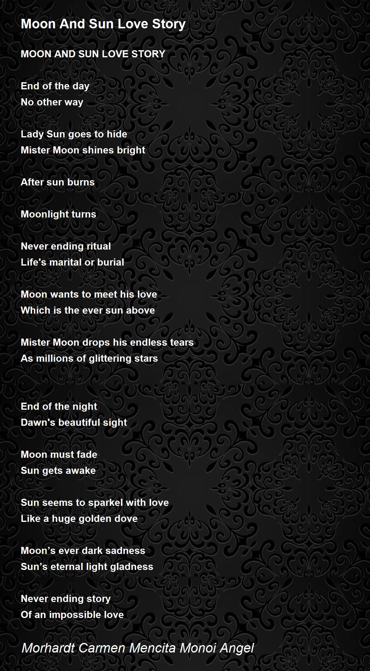 Moon And Sun Love Story by Morhardt Carmen Mencita Monoi Angel - Moon