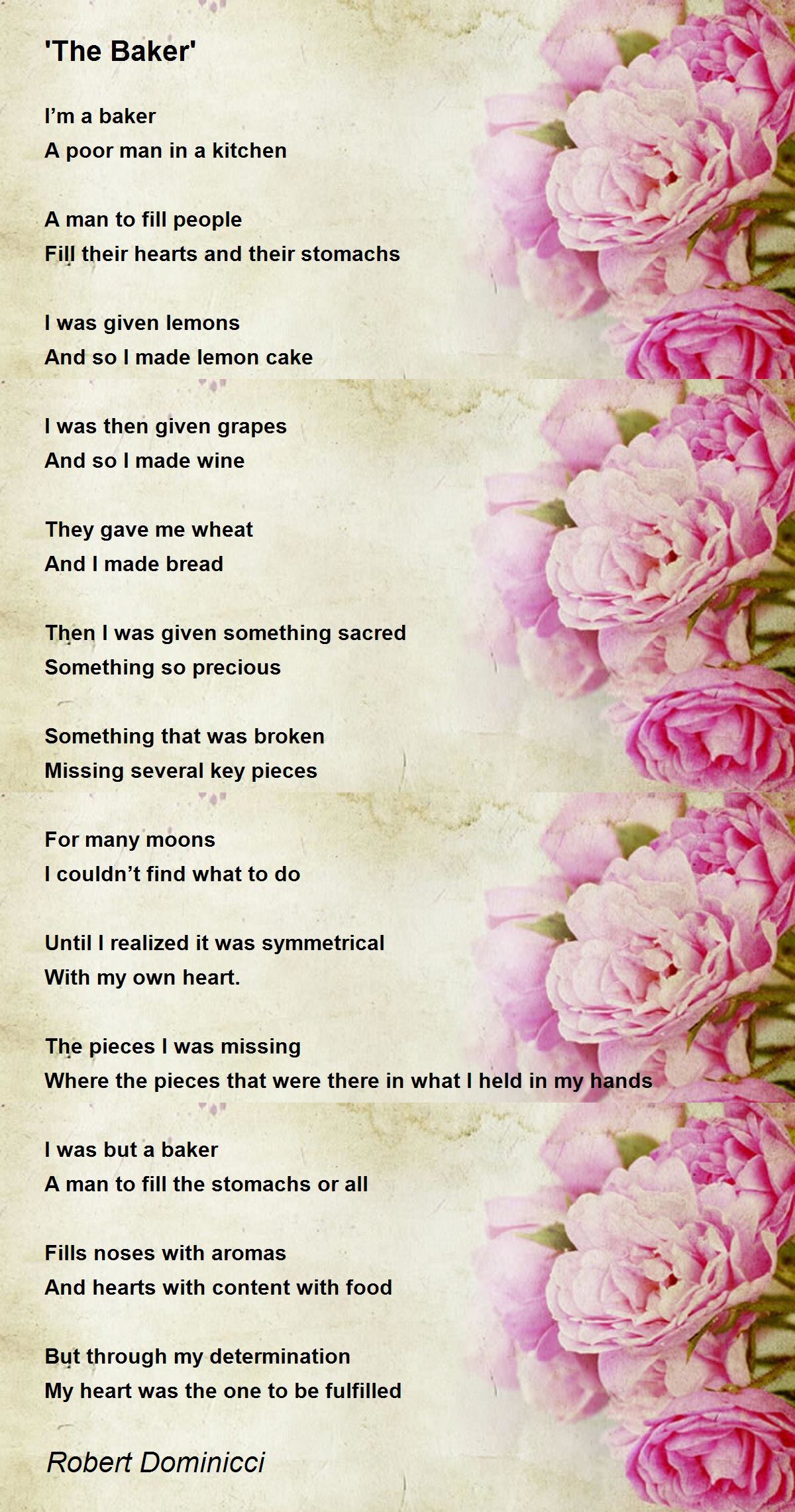 'The Baker' 'The Baker' Poem by Robert Dominicci