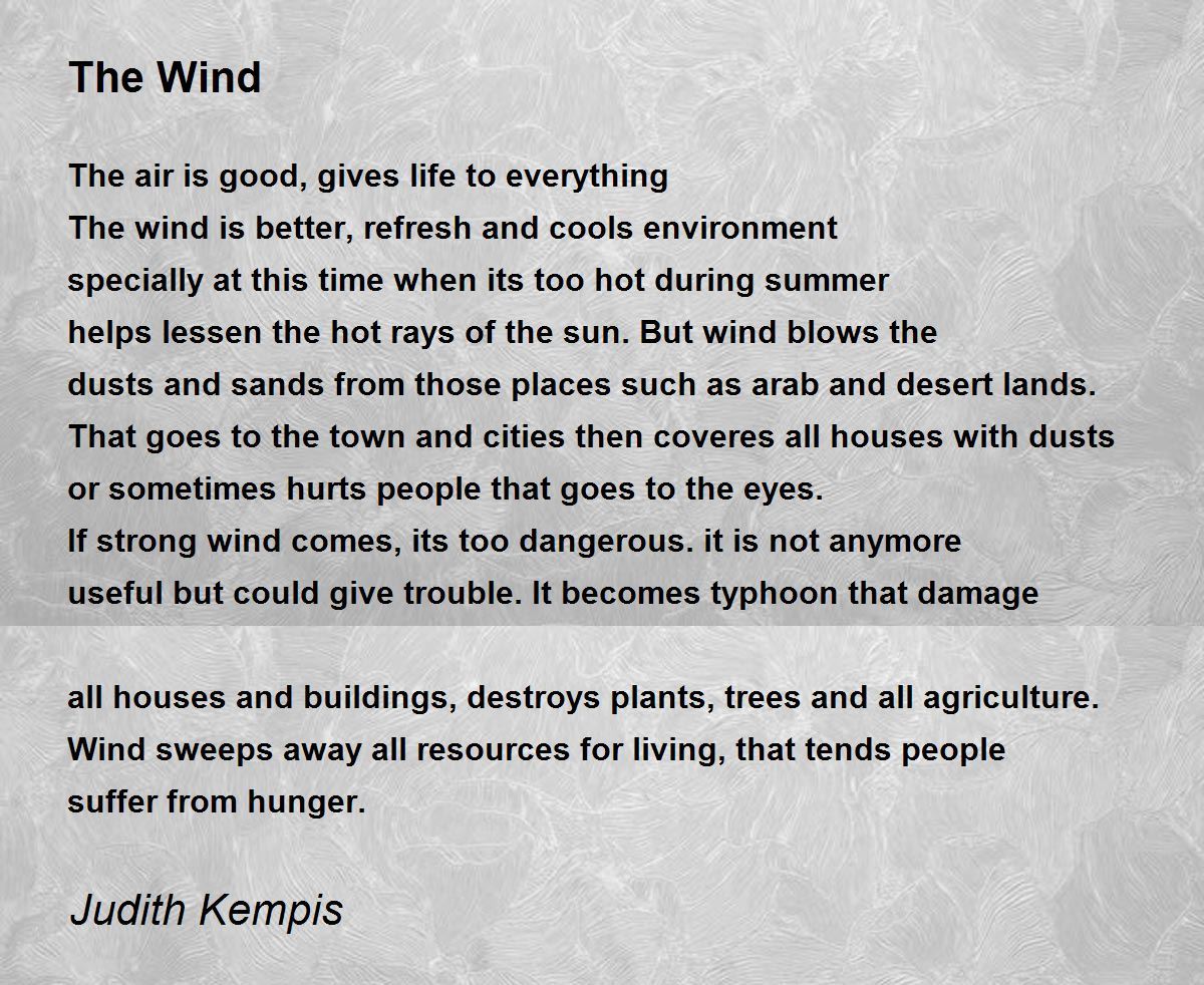 The Wind Poem by Judith Kempis Poem Hunter