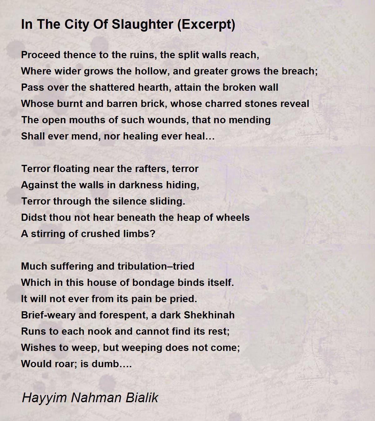 In The City Of Slaughter (Excerpt) In The City Of Slaughter (Excerpt