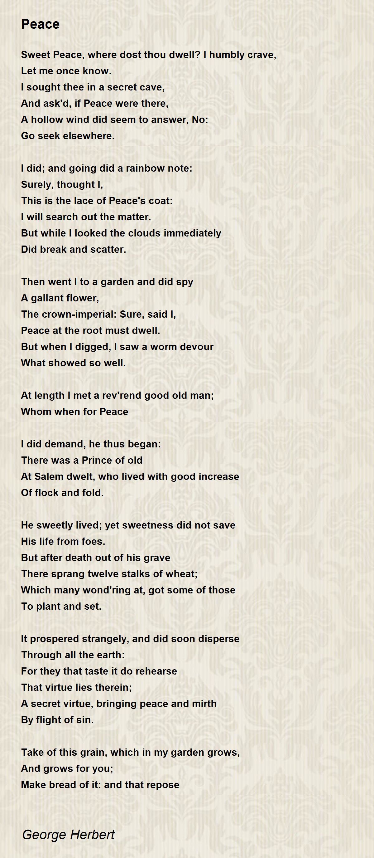 Peace Poem by George Herbert - Poem Hunter