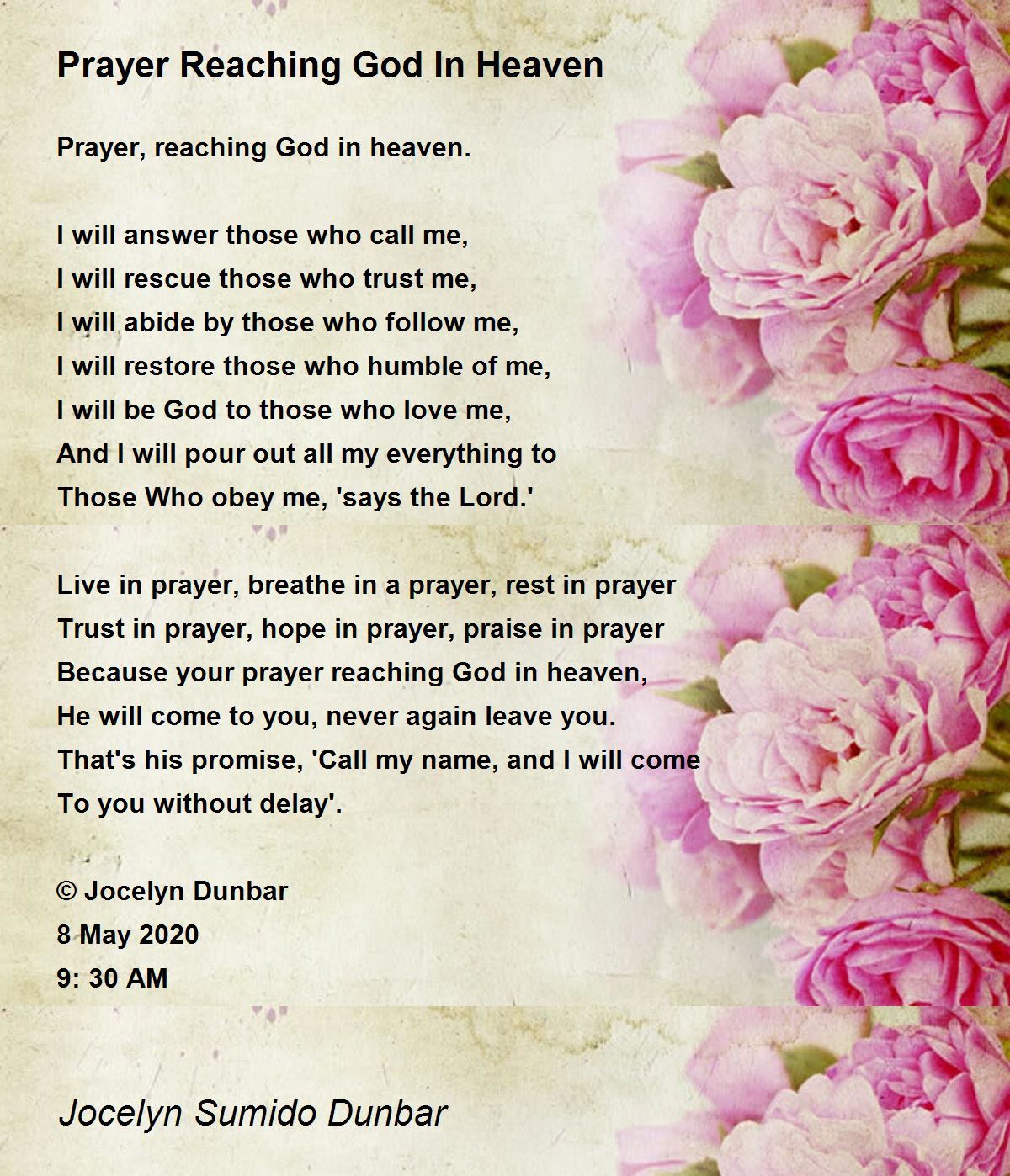 Prayer Reaching God In Heaven Prayer Reaching God In Heaven Poem by Jocelyn Dunbar