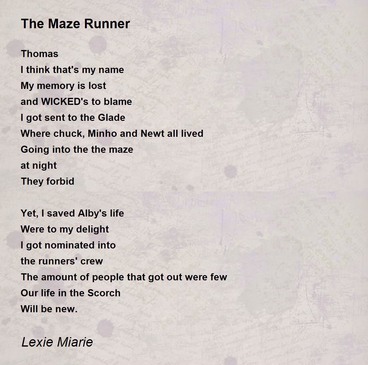The Maze Runner The Maze Runner Poem by Lexie Miarie
