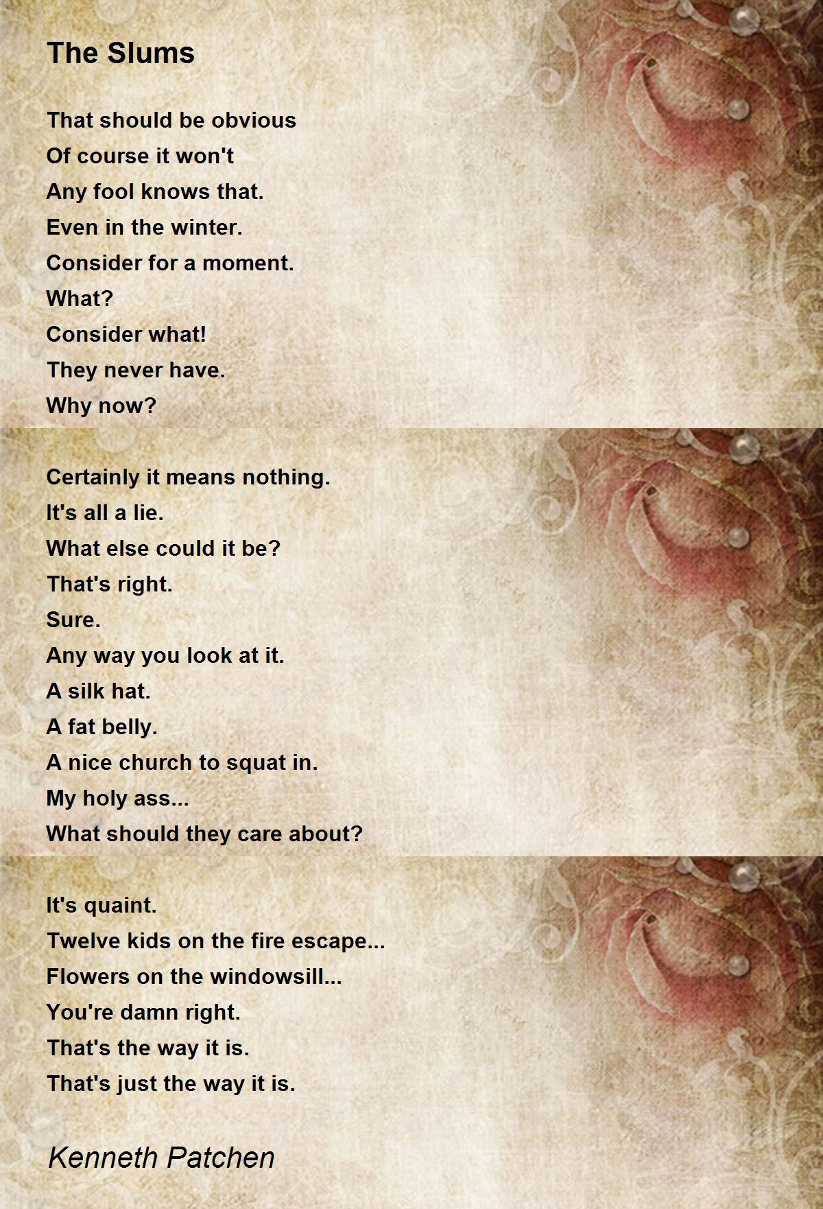 The Slums The Slums Poem by Patchen