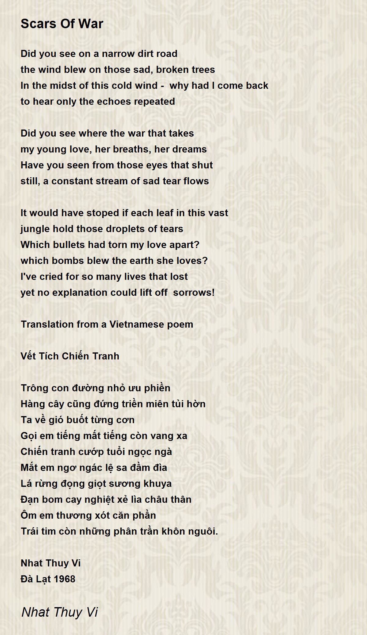 Scars Of War Scars Of War Poem by Nhat Thuy Vi