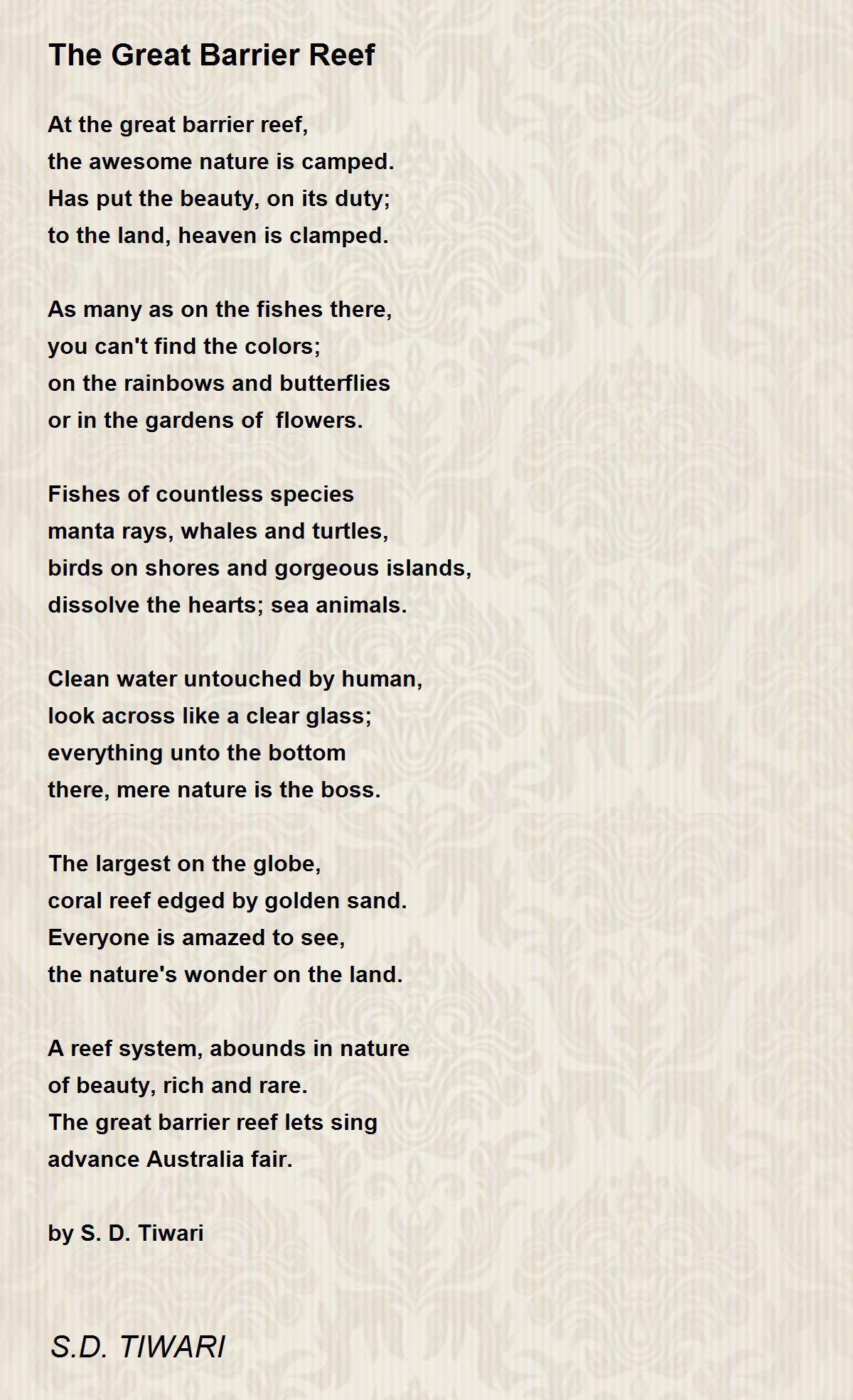 The Great Barrier Reef Poem by S.D. TIWARI - Poem Hunter