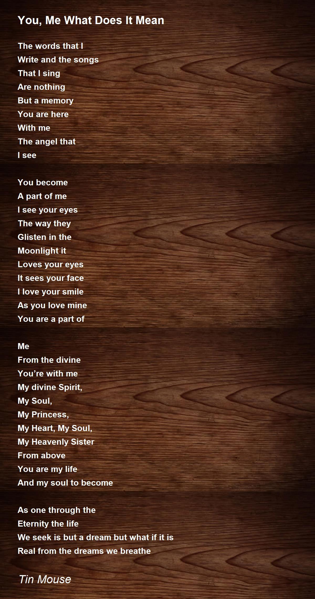 You, Me What Does It Mean by Umbre MoonOkami You, Me What Does It