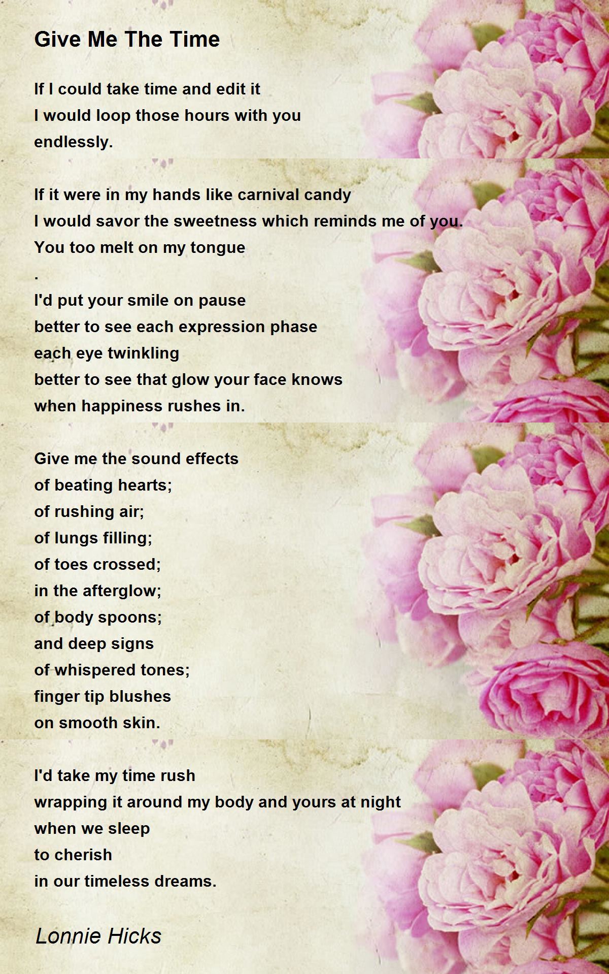 Give Me The Time Give Me The Time Poem by Lonnie Hicks