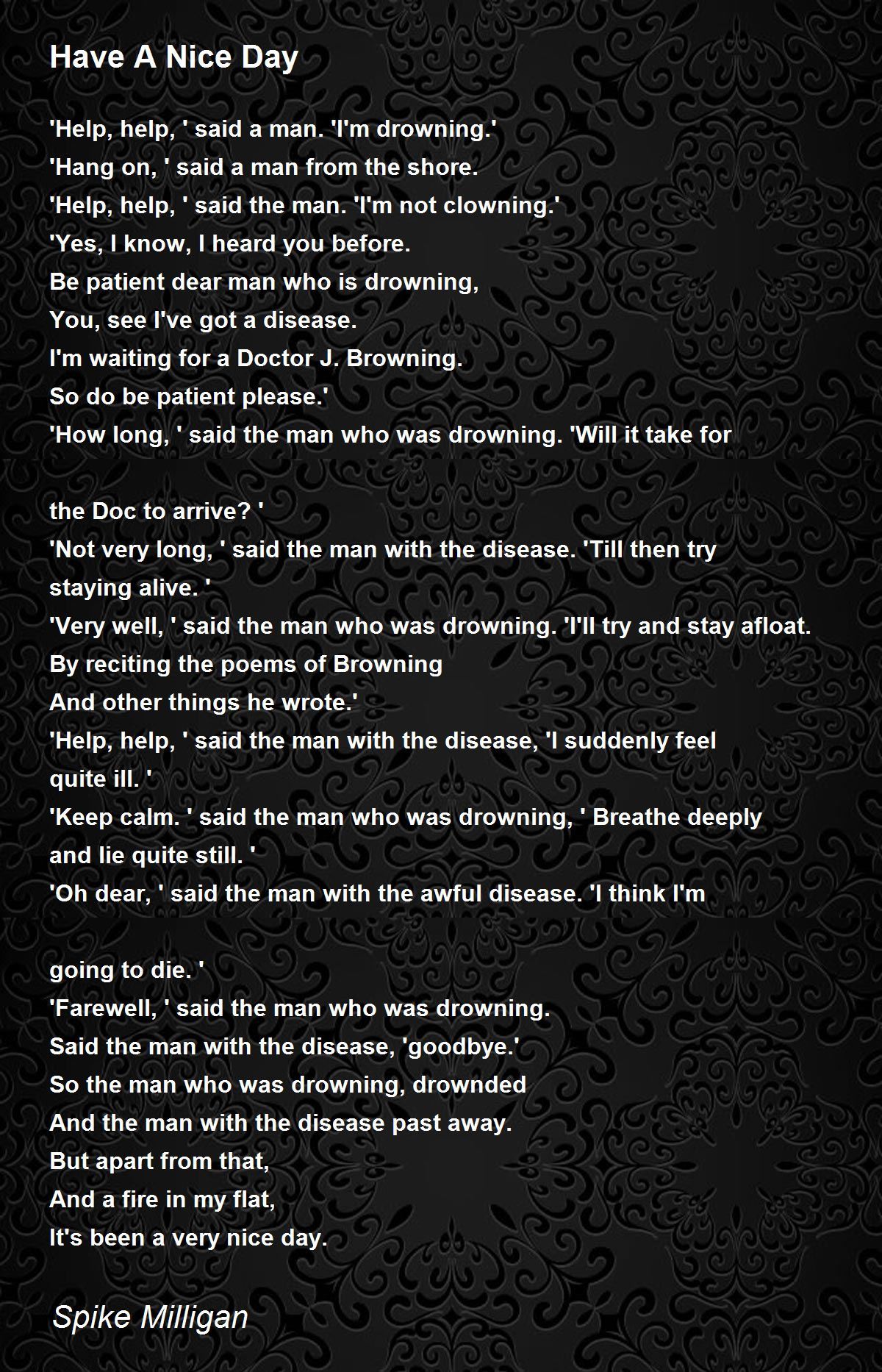 have a nice day poem by spike milligan