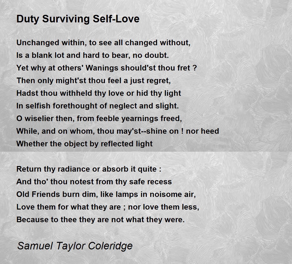 Duty Surviving Self-Love Poem by Samuel Taylor Coleridge 