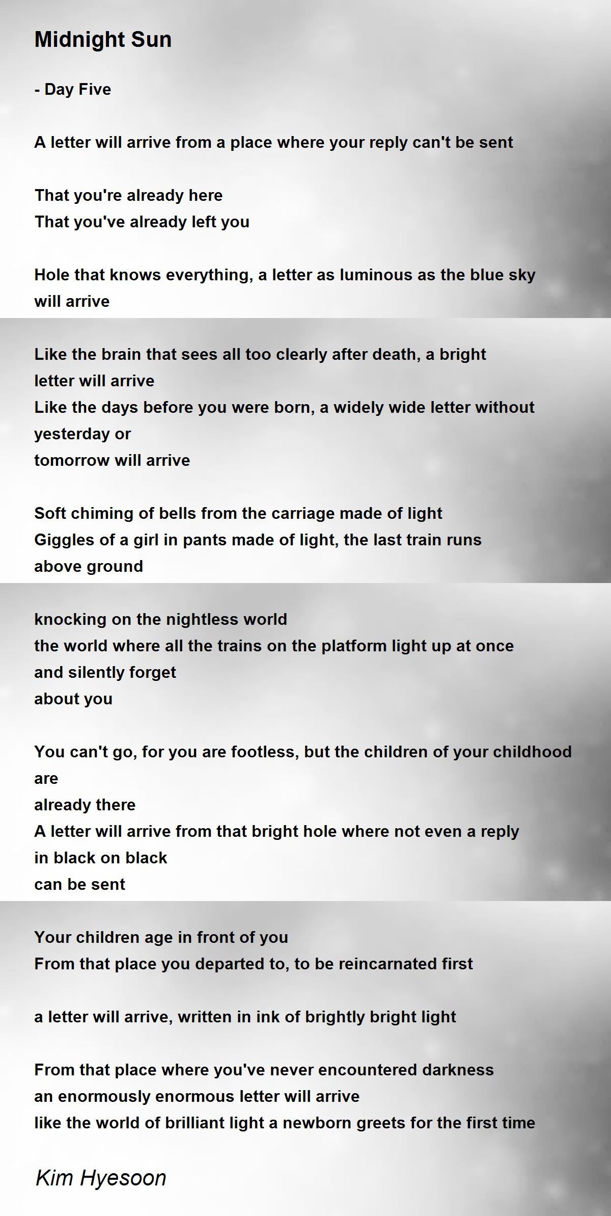 Midnight Sun Midnight Sun Poem by Kim Hyesoon