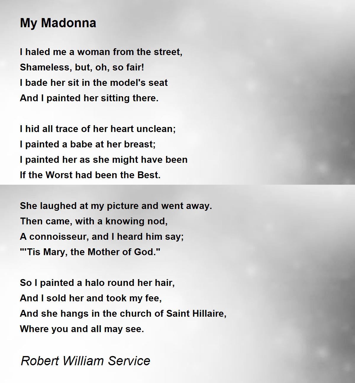 My Madonna Poem by Robert William Service - Poem Hunter