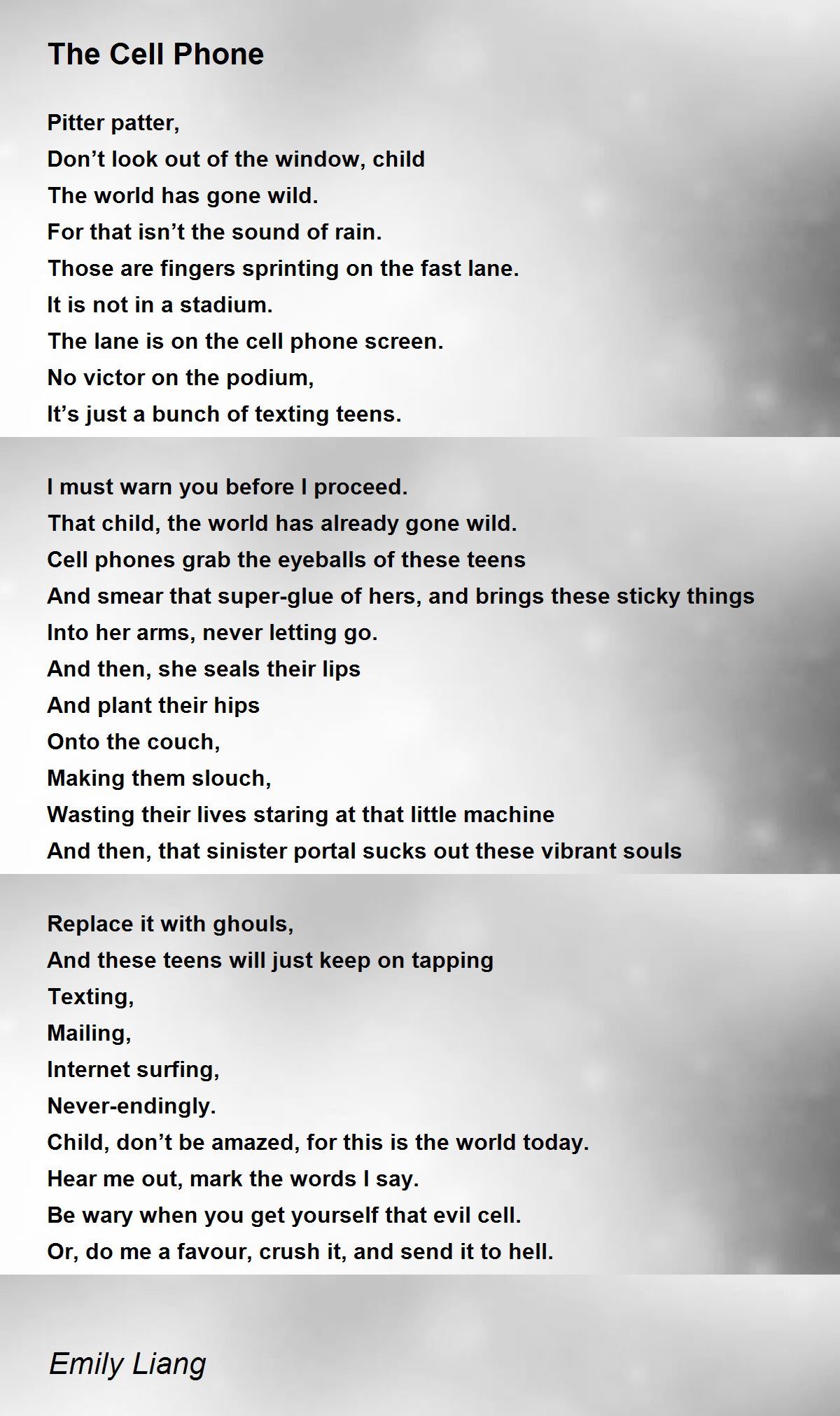 The Cell Phone The Cell Phone Poem by Emily Liang