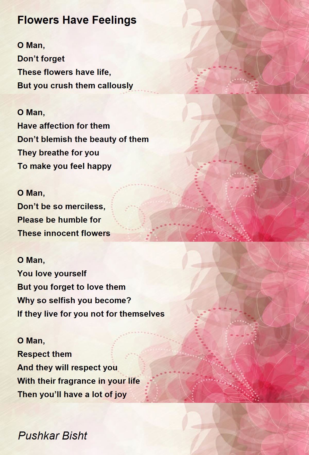 Flowers Have Feelings Flowers Have Feelings Poem by Pushkar Bisht