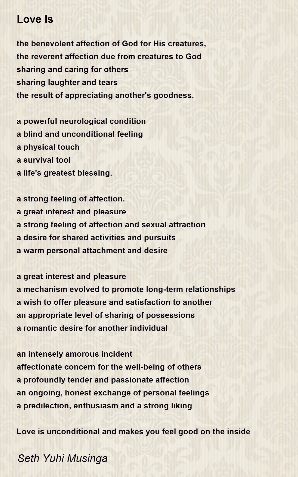 Love Is Love Is Poem by Seth Yuhi Musinga