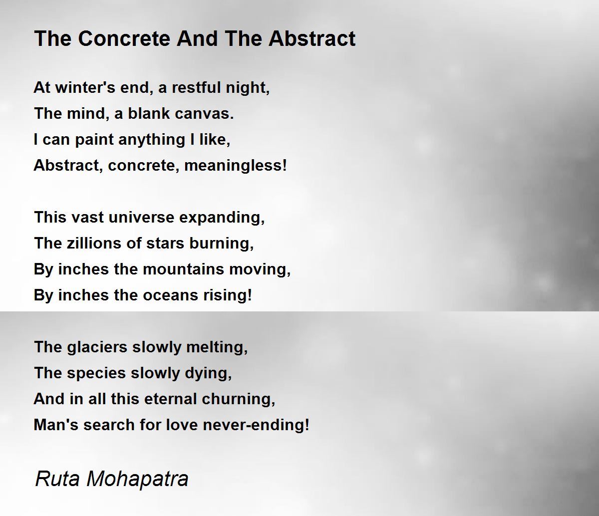 The Concrete And The Abstract The Concrete And The Abstract Poem by