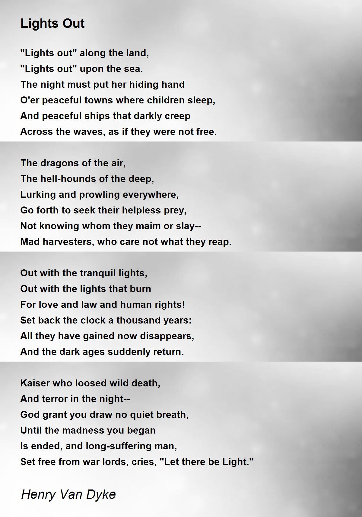 Lights Out Lights Out Poem by Henry Van Dyke