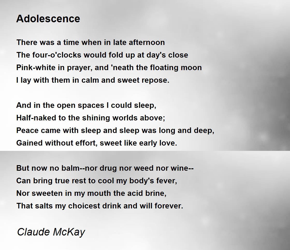 Adolescence Poem by Claude McKay - Poem Hunter
