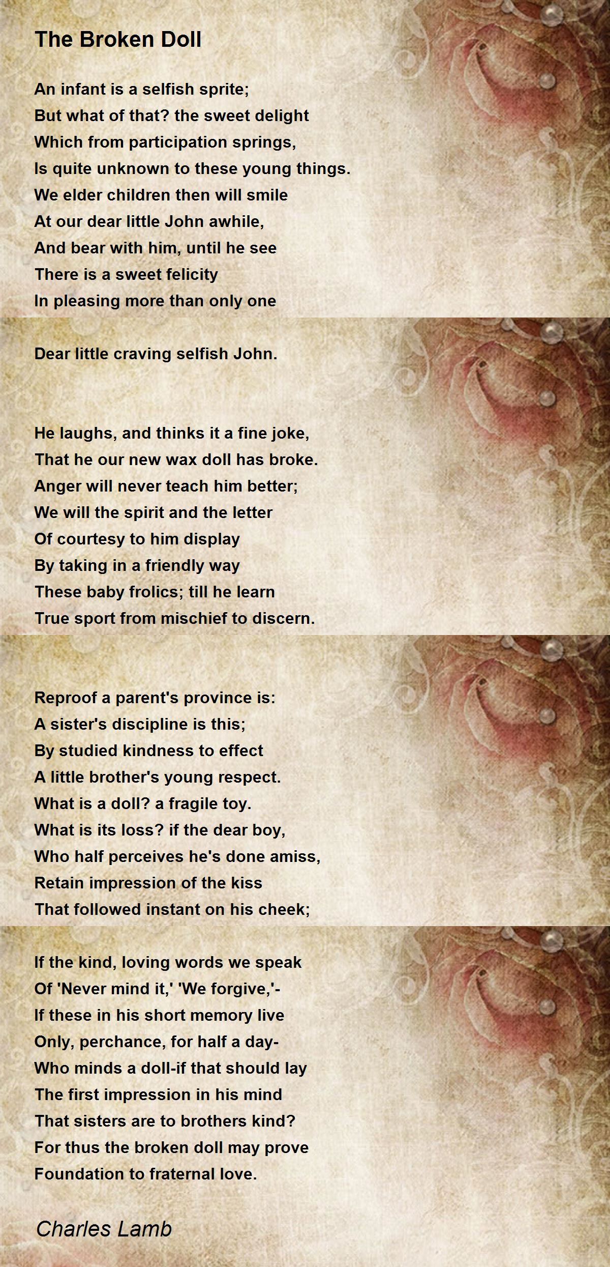 The Broken Doll The Broken Doll Poem by Charles Lamb