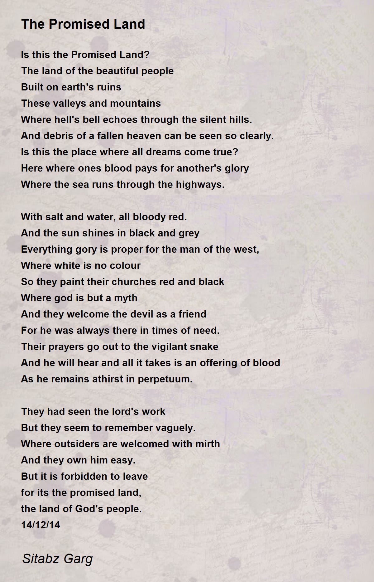 The Promised Land The Promised Land Poem by Sitabz Garg