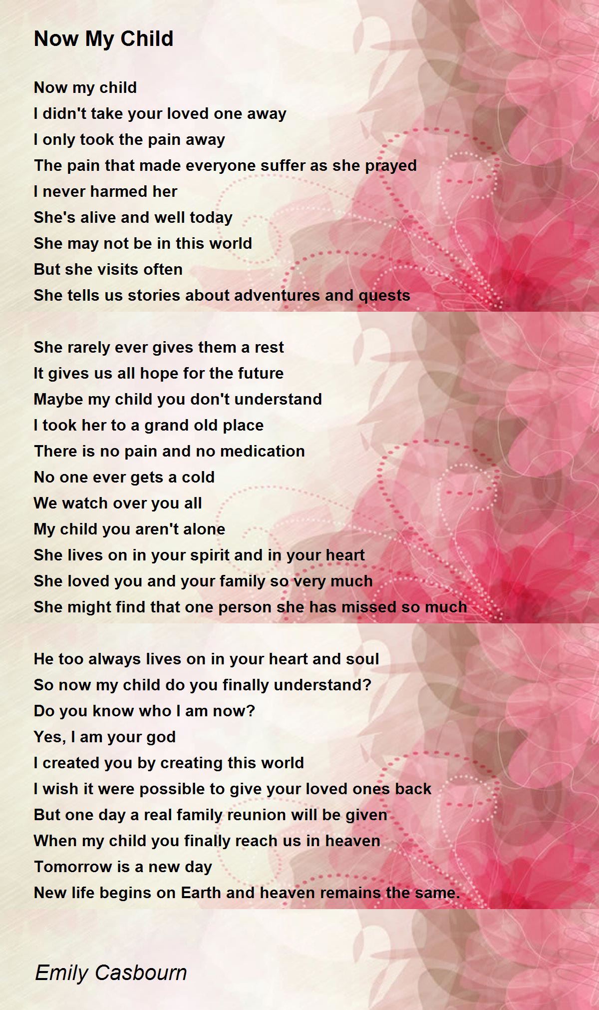 Now My Child Poem By Emily Casbourn Poem Hunter