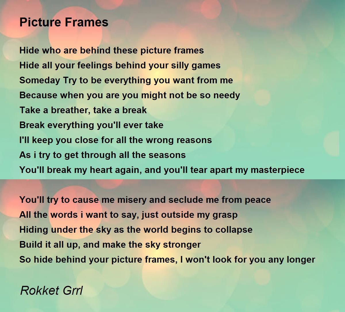 Picture Frames Picture Frames Poem by Rokket Grrl