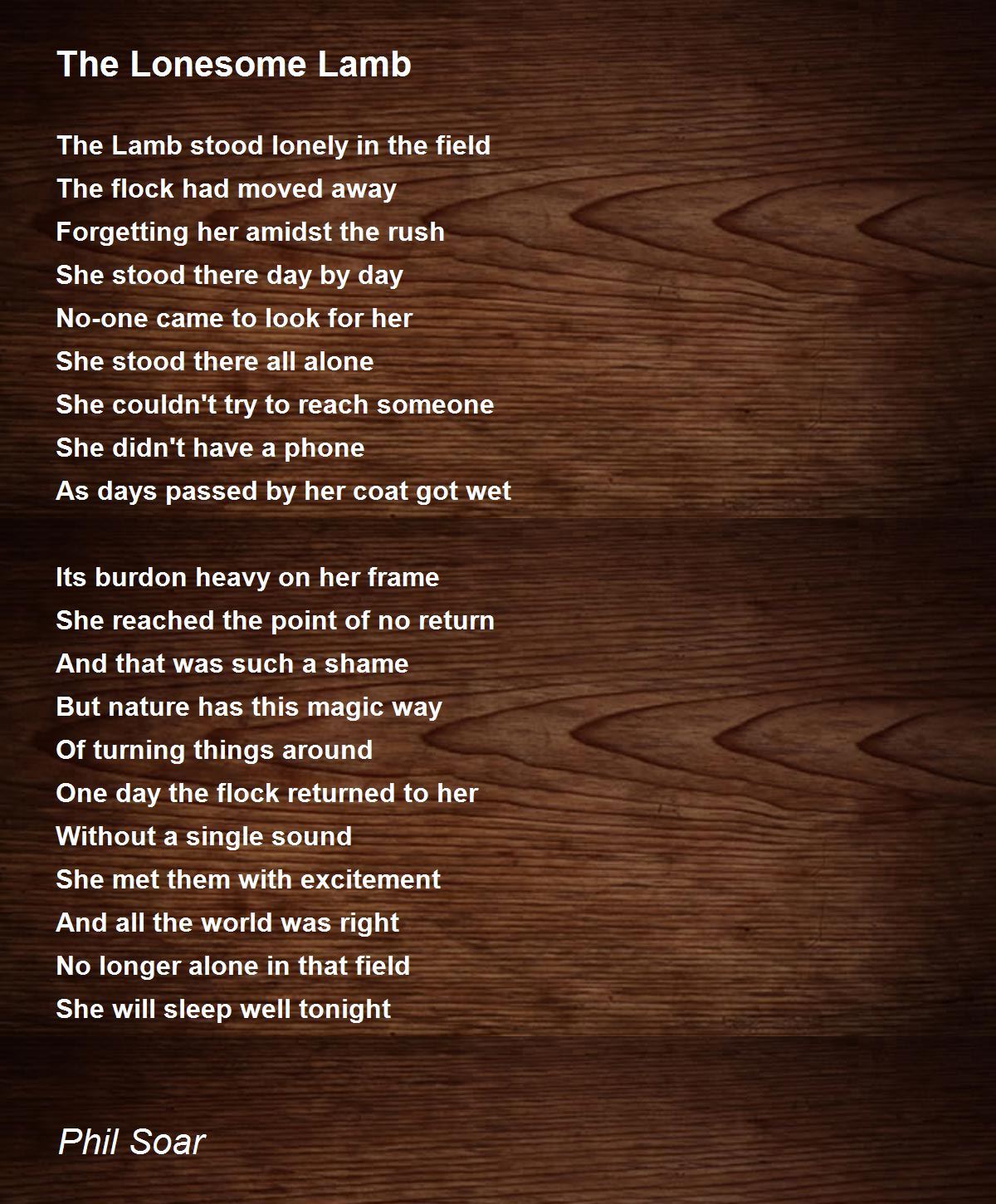 The Lonesome Lamb Poem By Phil Soar Poem Hunter