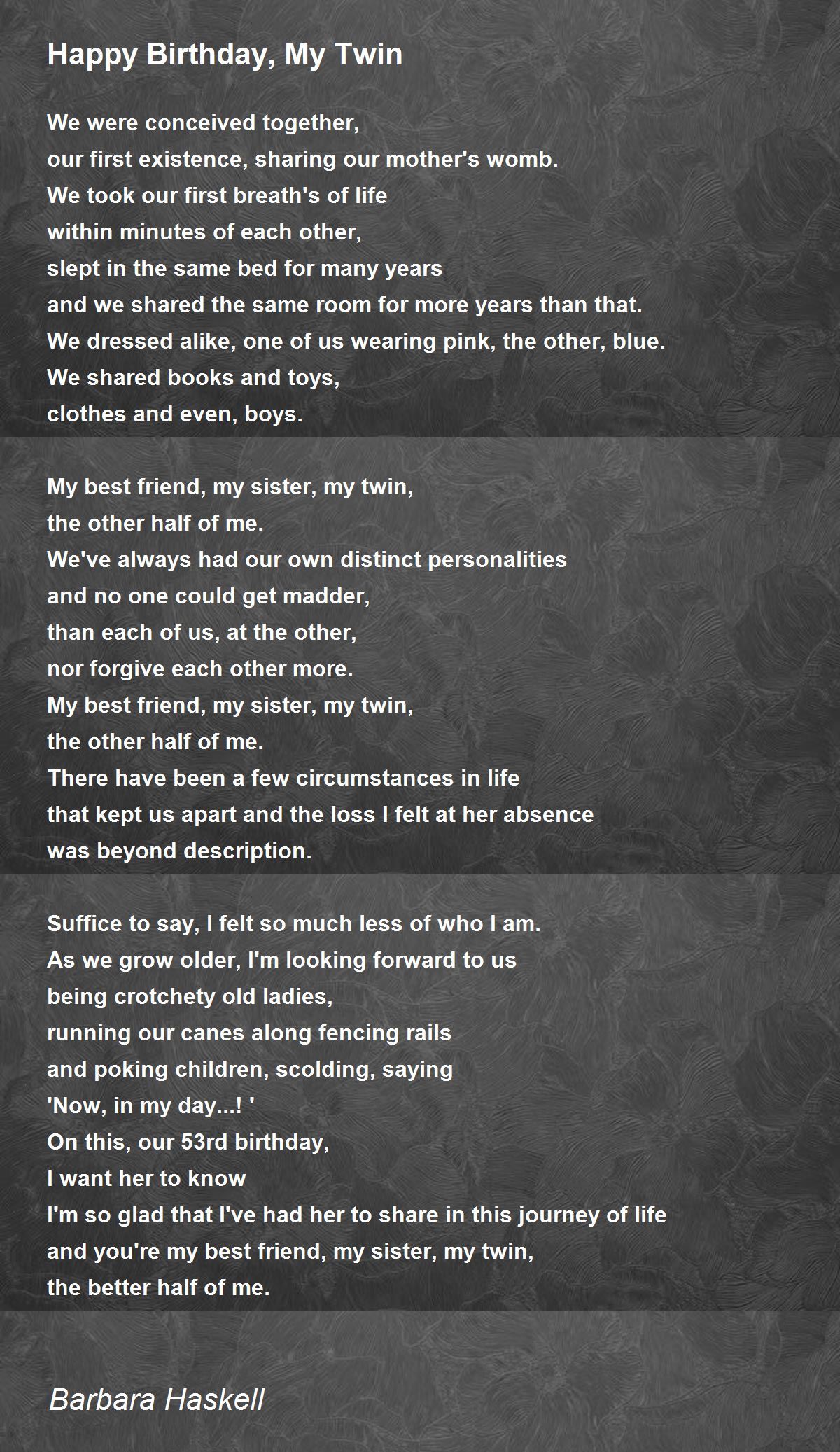 Poem About Adult Twins Pics Sex