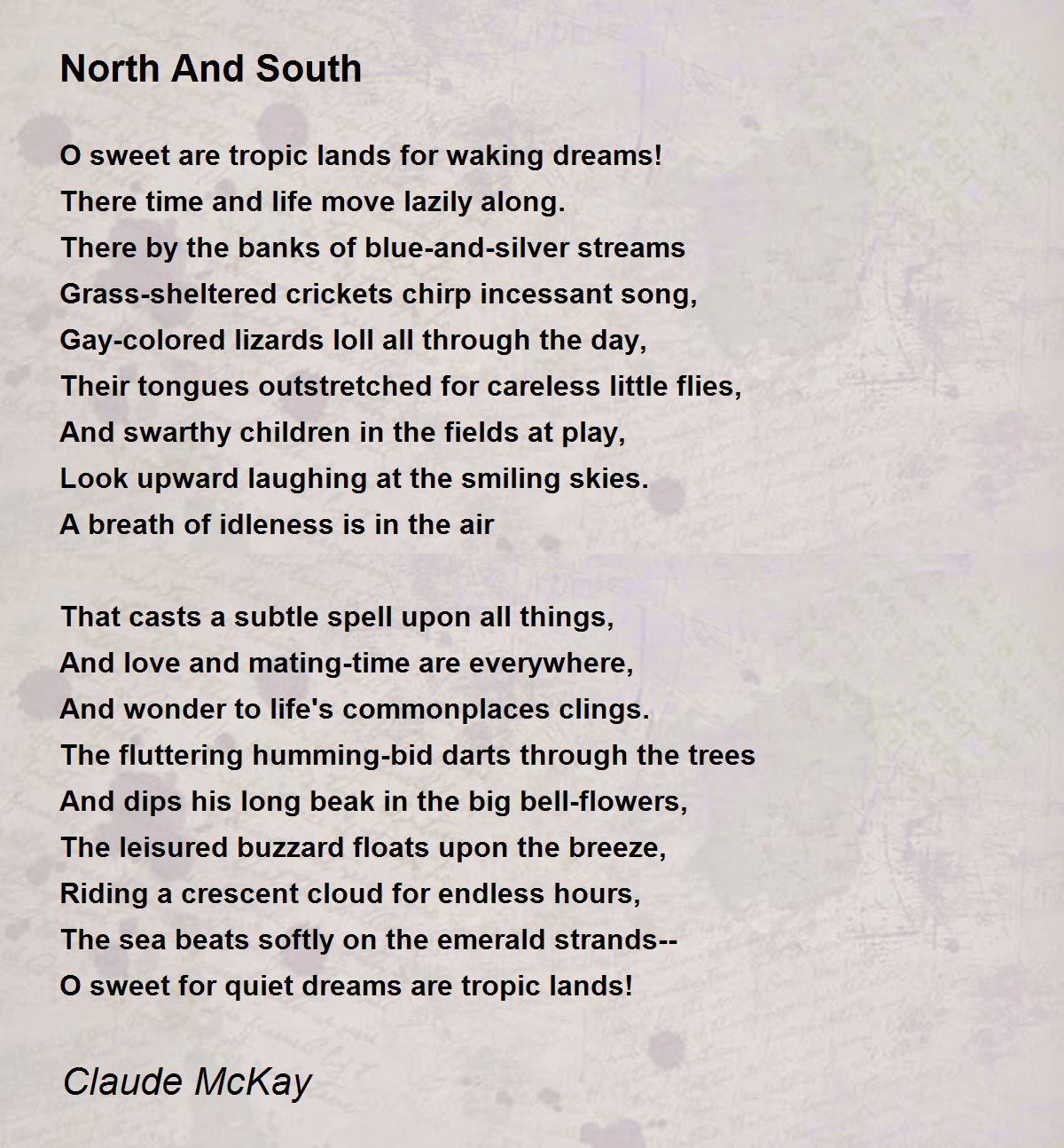 North And South Poem by Claude McKay - Poem Hunter