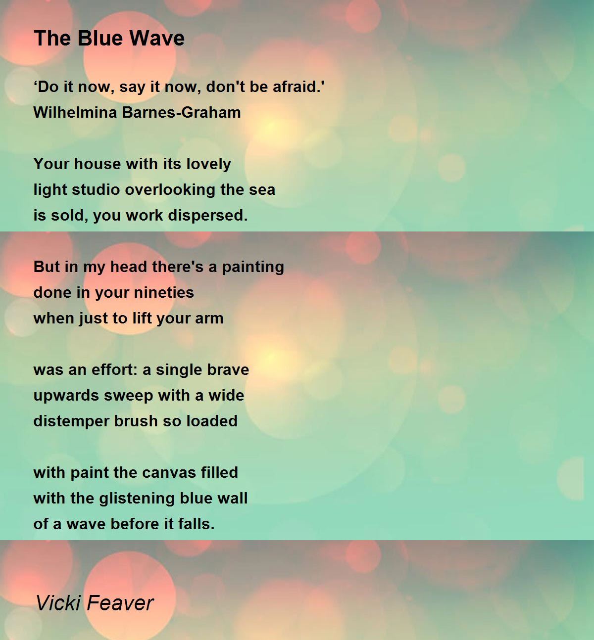 The Blue Wave The Blue Wave Poem by Vicki Feaver
