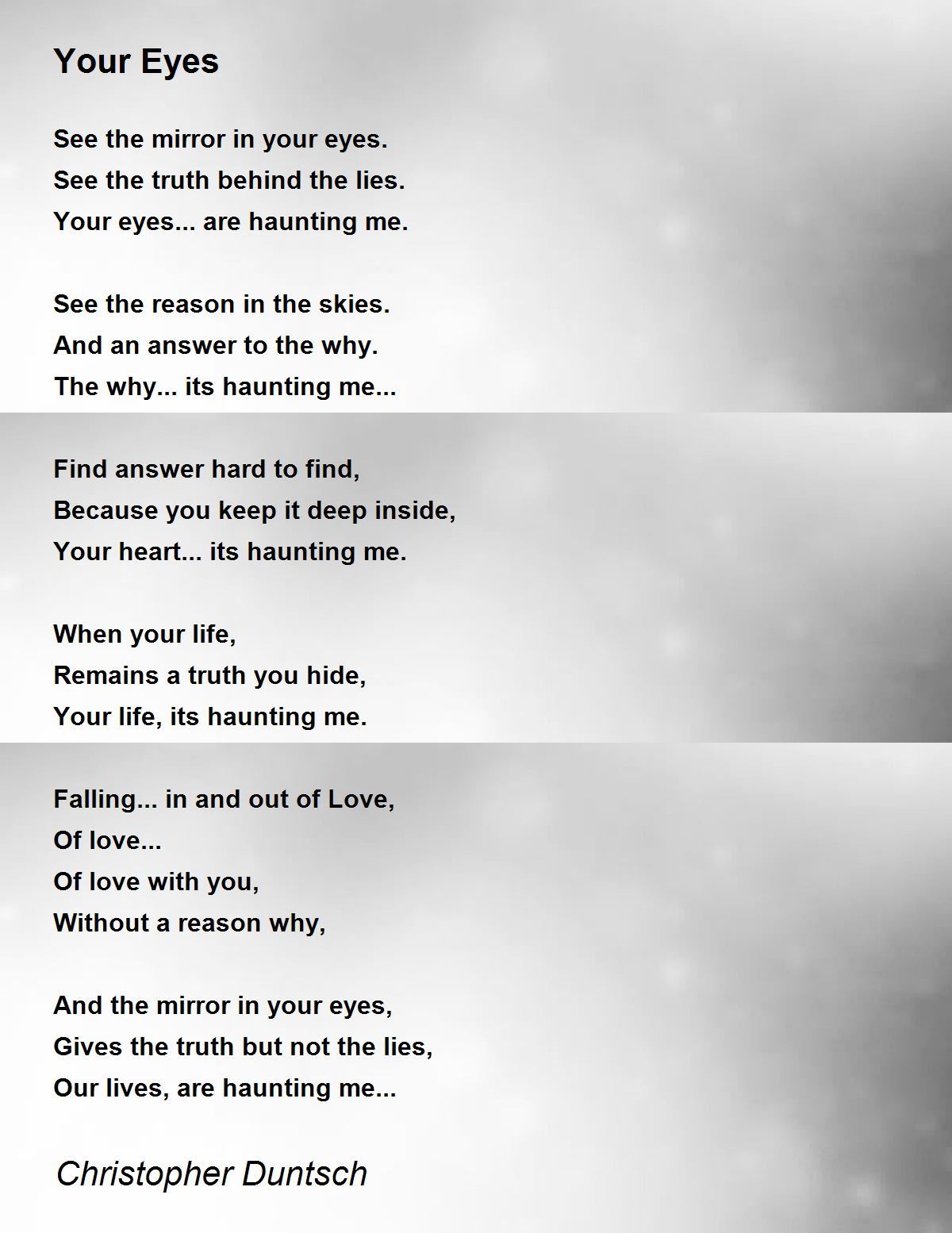 Your Eyes Poem by Christopher Duntsch Poem Hunter