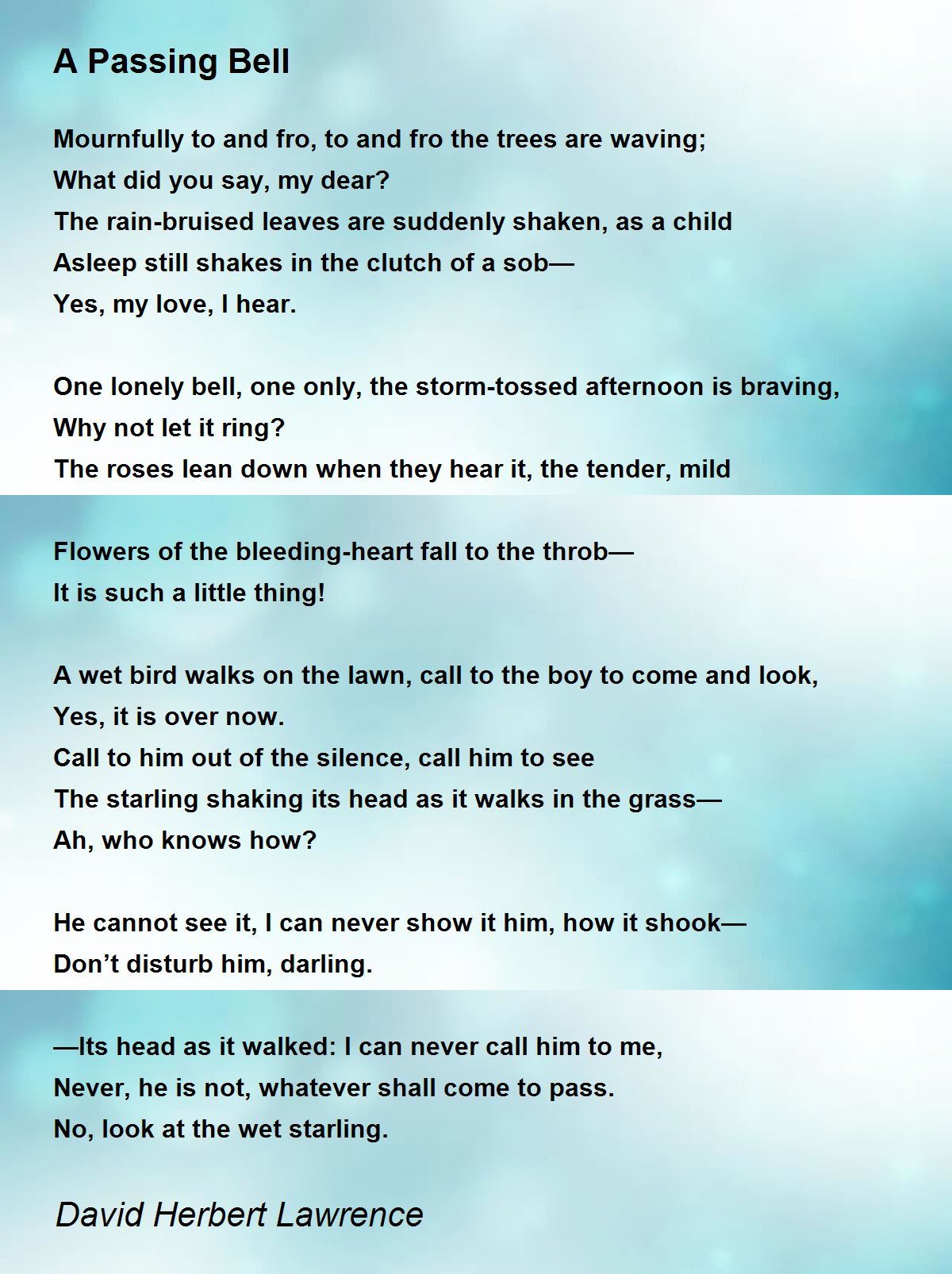 A Passing Bell A Passing Bell Poem by David Herbert Lawrence