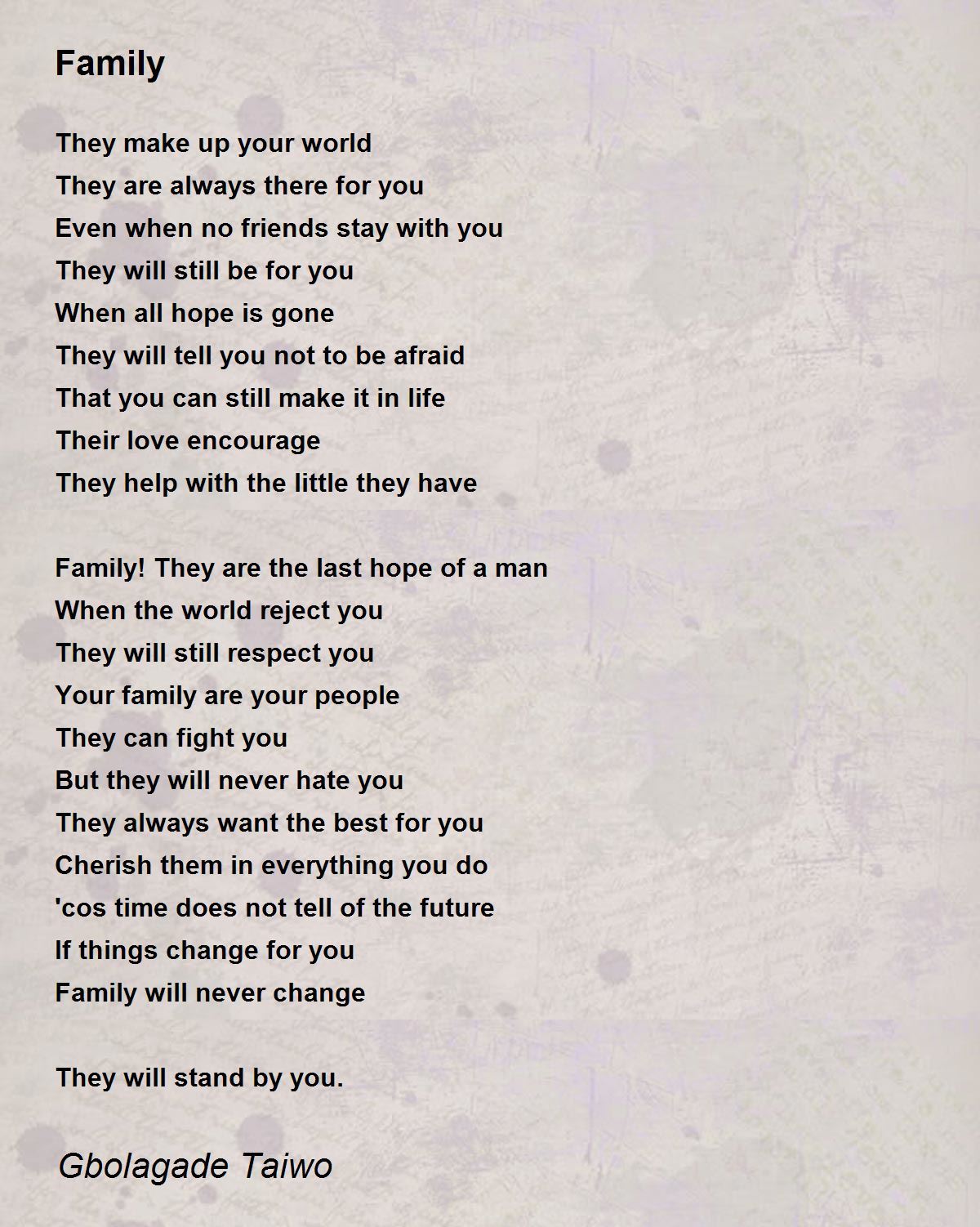 Family Family Poem by Gbolagade Taiwo